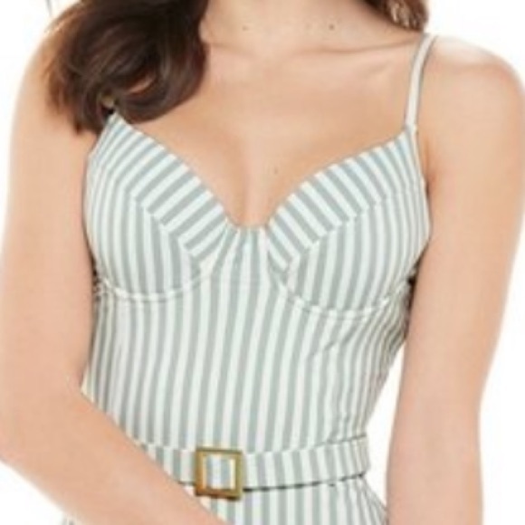 WE Wore What Green Stripe Danielle 1Piece Swimsuit - Picture 5 of 9